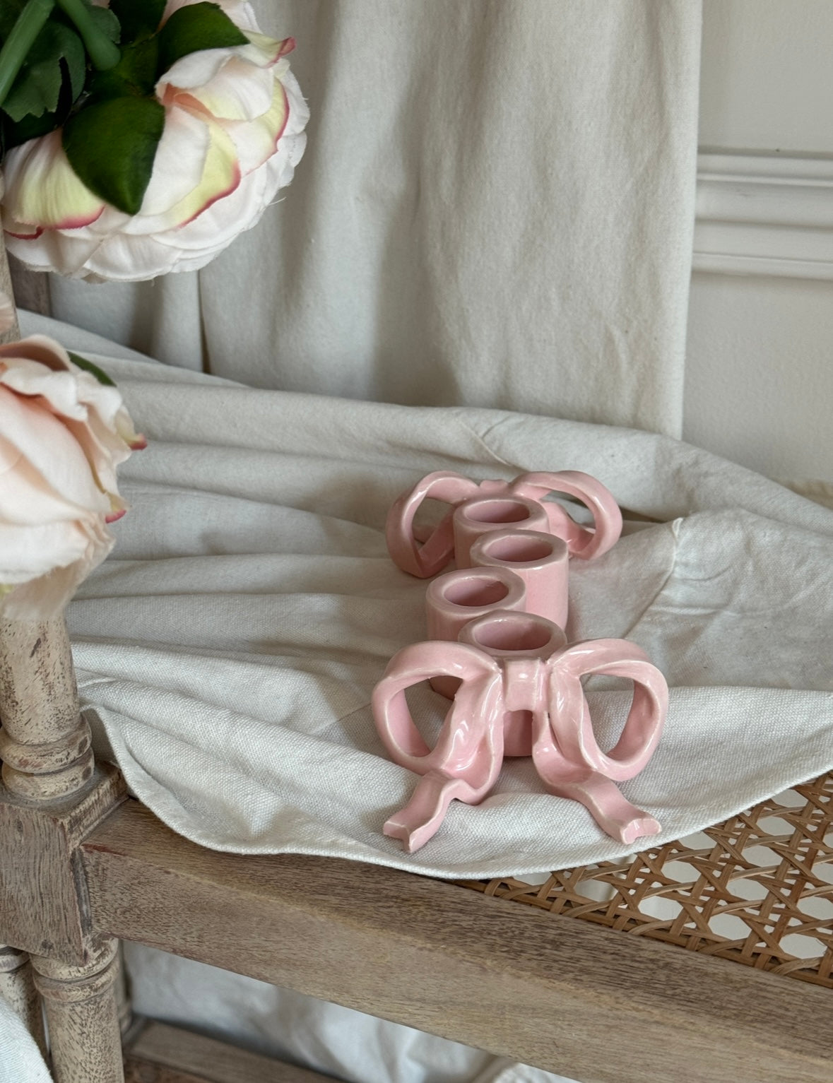 Bow on four candle holder